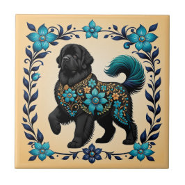 Azulejo De Cerâmica Jardim da Meia-Noite Newfie