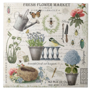 Azulejo De Cerâmica Jardim das flores da fazenda francesa Modern Vinta