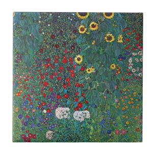 Azulejo De Cerâmica Jardim de camponês com Girassol por Klimt, Flores 