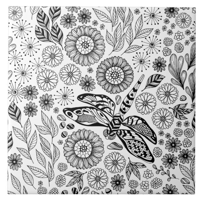 Azulejo De Cerâmica Jardim de Dragonfly (Frente)