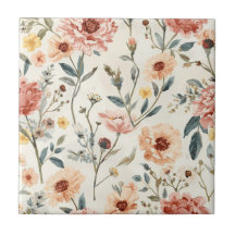 Jardim de Flores Silvestres Aquarela Floral de Pês