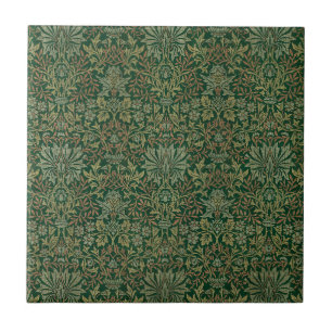 Azulejo De Cerâmica Jardim de Flores William Morris -Verdes