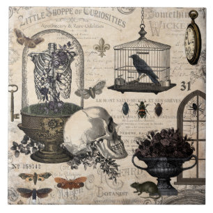 Azulejo De Cerâmica Jardim de Halloween Moderno Vintage