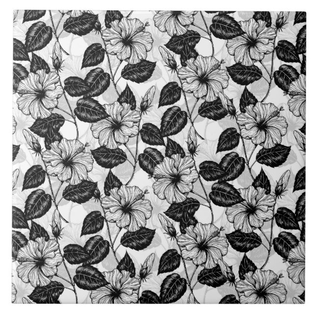 Azulejo De Cerâmica Jardim de Hibiscus (Frente)