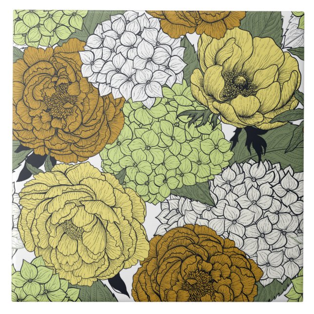 Azulejo De Cerâmica Jardim de primavera 2 atrasado (Frente)