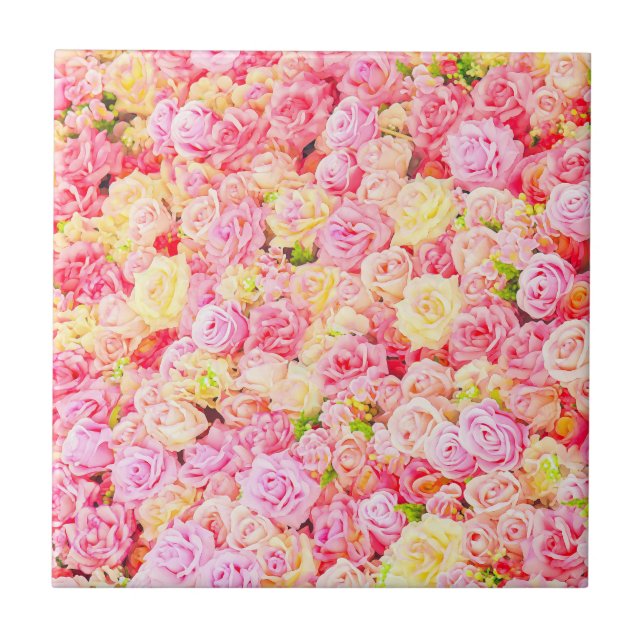 Azulejo De Cerâmica Jardim de rosas (Frente)