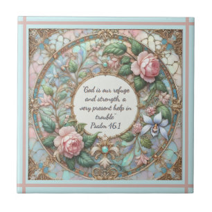Azulejo De Cerâmica Jardim de Rosas Pastel Moldura de Rosas Cor-de-Ros