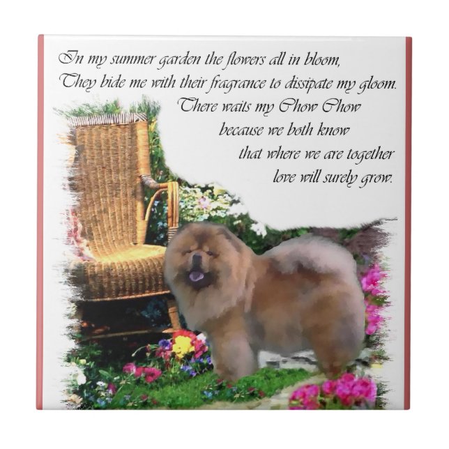 Azulejo De Cerâmica Jardim de Verão Chow Chow (Frente)