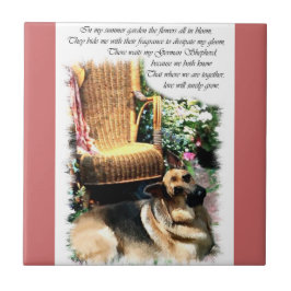 Azulejo De Cerâmica Jardim de Verão de Arte german shepherd