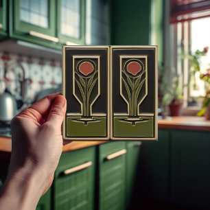 Azulejo De Cerâmica Jardim do Abstrato do século médio Florais Estufa