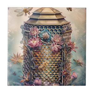 Azulejo De Cerâmica Jardim Encantado de Abelhas Fantasia (1)