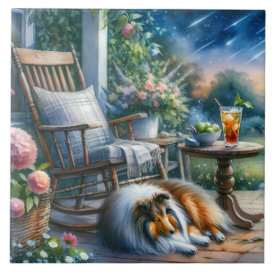 Azulejo De Cerâmica Jardim Estrelado Varanda Sheltie Sonho