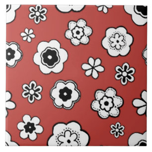 Azulejo De Cerâmica Jardim Flor em Vermelho Misturado Tomato
