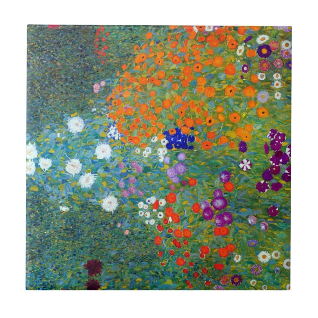 Azulejo De Cerâmica Jardim Flor Gustav Klimt (Frente)