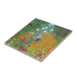 Azulejo De Cerâmica Jardim Flor por Gustav Klimt<br><div class="desc">Visite minha loja para obter um design mais interessante e mais opções de cores => zazzle.com/colorfulworld*</div>
