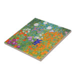 Azulejo De Cerâmica Jardim Flor por Gustav Klimt<br><div class="desc">Visite minha loja para obter design mais interessante e mais opções de cores => zazzle.com/colorfulworld*</div>