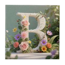 Jardim Floral Branco com Monograma da Letra B