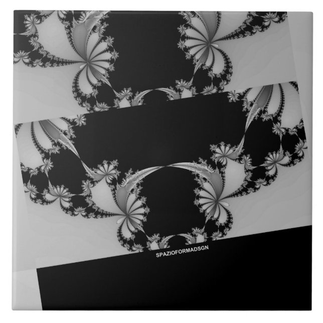 Azulejo De Cerâmica Jardim Fractal cinza (Frente)