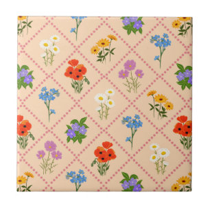 Azulejo De Cerâmica Jardim Harlequim de Flores Silvestres