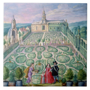 Azulejo De Cerâmica Jardim holandês, 1650 (w/c no papel)