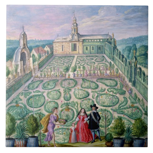 Azulejo De Cerâmica Jardim holandês, 1650 (w/c no papel) (Frente)