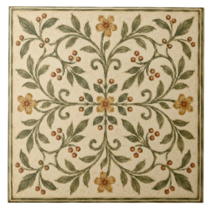 Azulejo De Cerâmica Jardim Italiano Floral Verde Oliva Ornamentado