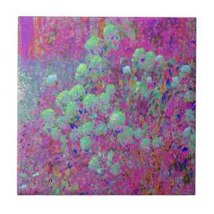Azulejo De Cerâmica Jardim Magenta com Flores de Hortênsia Aqua