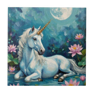Azulejo De Cerâmica Jardim Místico do Unicorn