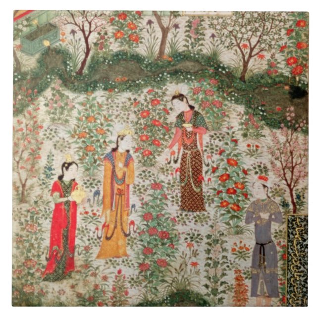 Azulejo De Cerâmica Jardim persa, século XV (w/c no papel) (Frente)