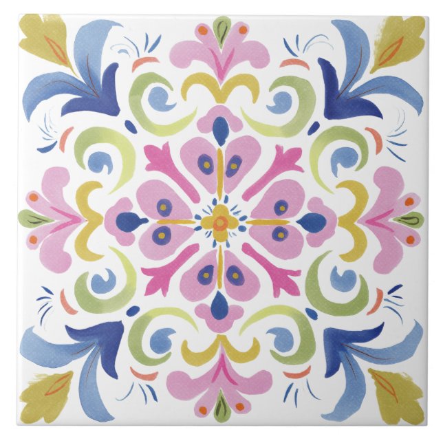 Azulejo De Cerâmica Jardim Popular Aquarela (Frente)