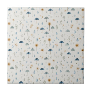 Azulejo De Cerâmica Jardim Sereno Floral Chuva Padrão (12)