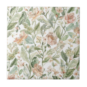 Azulejo De Cerâmica Jardim Verde Botânico Folhas Exuberantes Floral