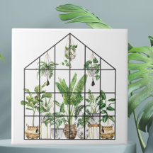 Jardinagem de Plantas de Casa Tropicais em Aquarel