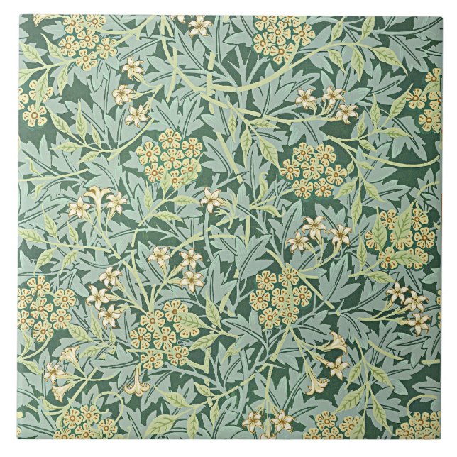 Azulejo De Cerâmica Jasmine, padrão de William Morris, (Frente)