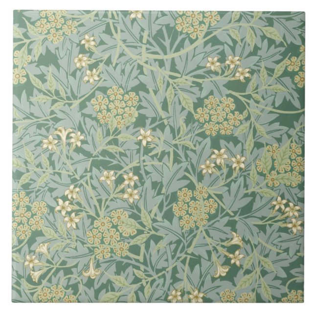 Azulejo De Cerâmica Jasmine (por William Morris) (Frente)