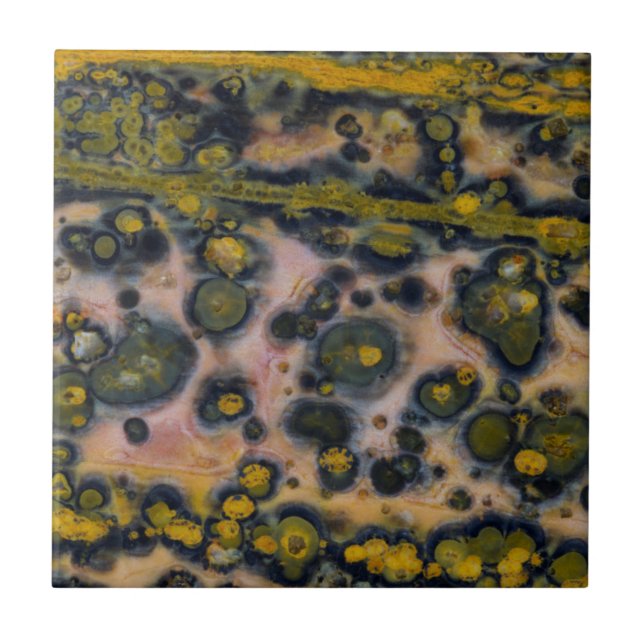 Azulejo De Cerâmica Jasper Oceano com manchas amarelas (Frente)