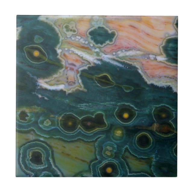 Azulejo De Cerâmica Jasper Oceano com Manchas Verdes (Frente)