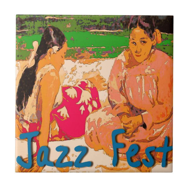 Azulejo De Cerâmica Jazz fest Women on Blanket (Frente)