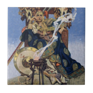 Azulejo De Cerâmica JC Leyendecker Rainha Maeve Guerreira Celta