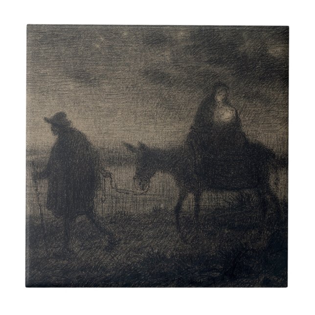 Azulejo De Cerâmica Jean-Francois Millet - O Voo Para O Egito (Frente)