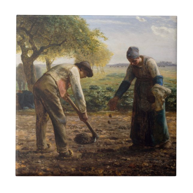 Azulejo De Cerâmica Jean-Francois Millet - Potato Planters (Frente)