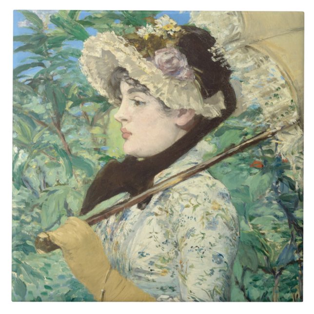 Azulejo De Cerâmica Jeanne (Primavera) Edouard Manet (Frente)
