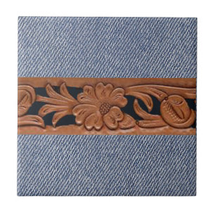 Azulejo De Cerâmica Jeans Azuis E Cinto