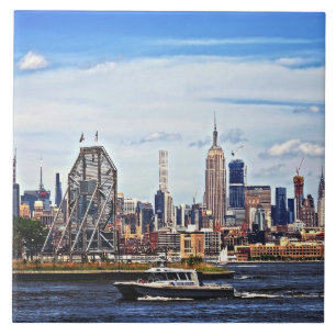 Azulejo De Cerâmica Jersey City NJ - Bote Policial por Colgate Clock