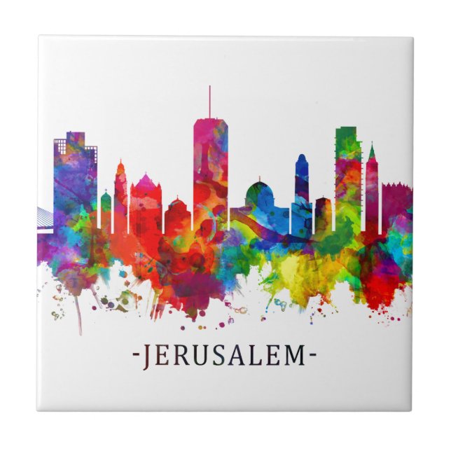 Azulejo De Cerâmica Jerusalém Israel Skyline (Frente)