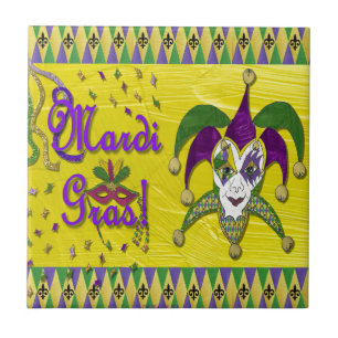 Azulejo De Cerâmica Jester Mask Mardi Gras Harlequin