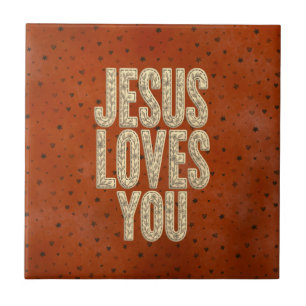 Azulejo De Cerâmica Jesus Ama Você Encorajamento Cristão Rústico