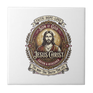 Azulejo De Cerâmica Jesus Antiguidades Camiseta Gráfica de Relíquias A