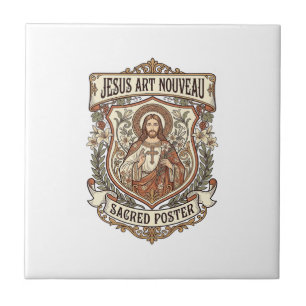 Azulejo De Cerâmica Jesus Art Nouveau Cartaz Sagrado Jesus Art Nouveau