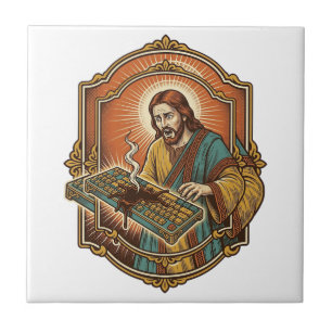 Azulejo De Cerâmica Jesus Café Derrama Teclado Mecânico Quebrado Tecno